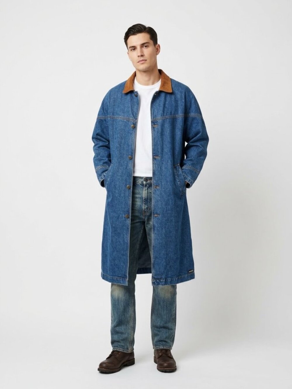 Vintage Essentials by DSI Denim Coat Western Chore Y2K Blue L
